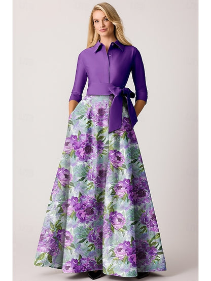 Elegant of Bride Bateau Blue Neck the A-Line Purple Mother Dress