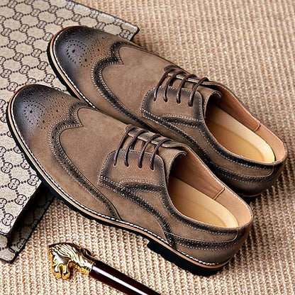 Brogue – Lace-Up Men's Derby Shoes Vintage Dress Brown