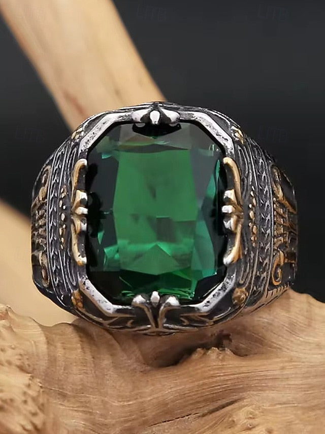 Gemstone Ring Alloy Men's
