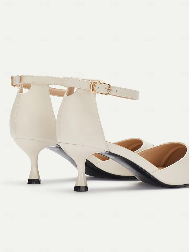 Kitten Women's Two-Tone Stylish Pointed Ankle Heel Toe