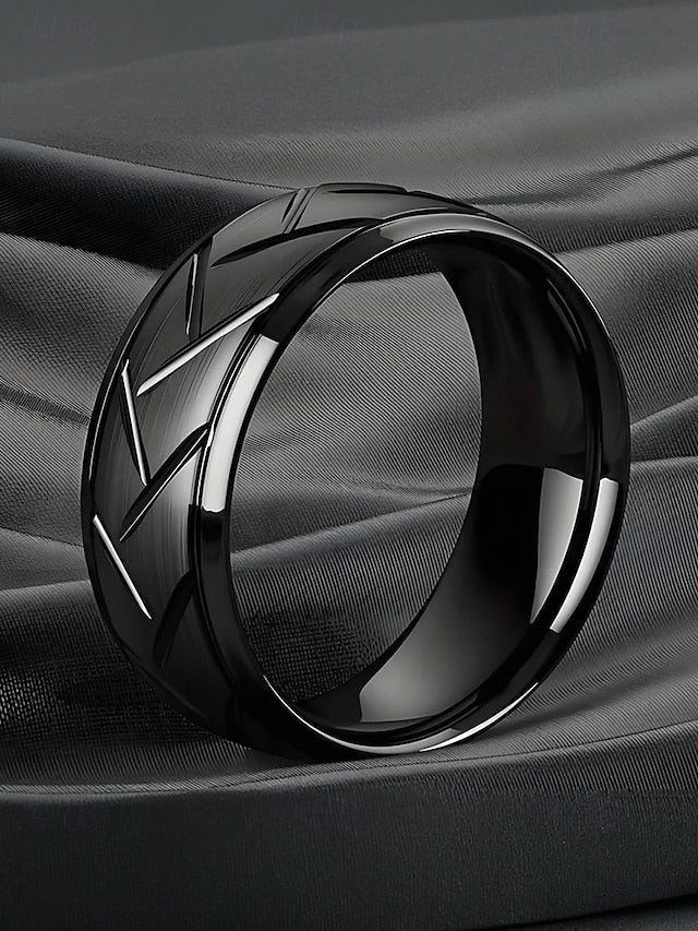 Pattern Steel Rings Modern Men's Stainless – Geometric