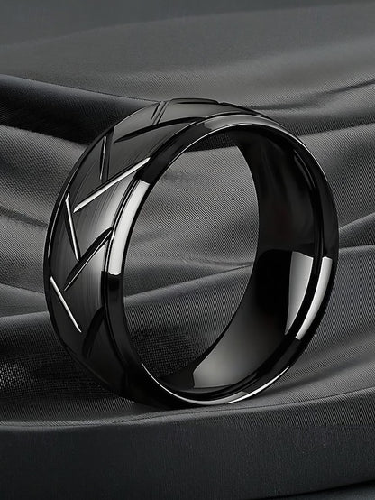 Pattern Steel Rings Modern Men's Stainless – Geometric