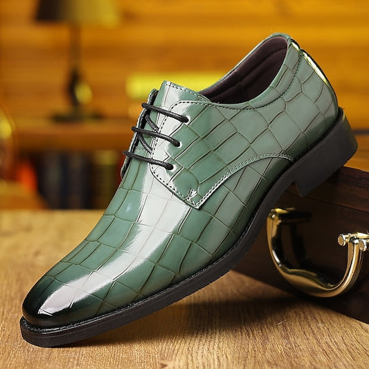 Faux Green Shoes Men's Leather Print – Oxford Crocodile
