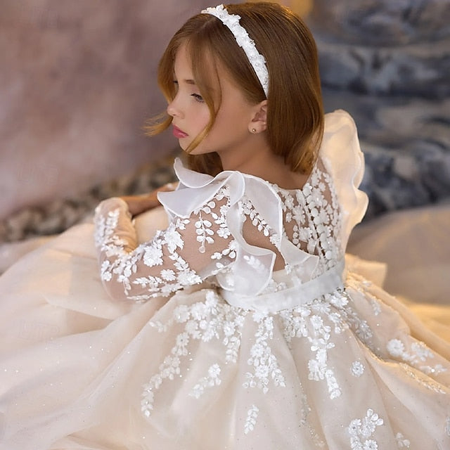 Kids Dress Communion Solid Color Girls' Party First