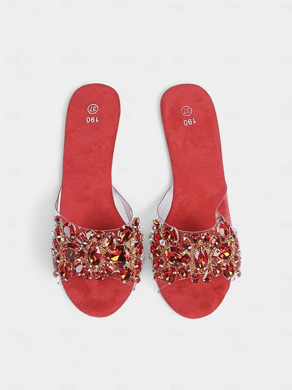 Clear Rhinestone Embellished Heels Women's – Platform