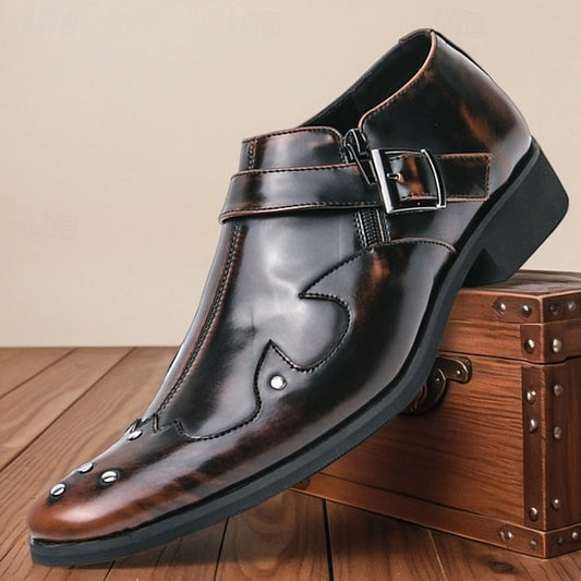 Monk Strap Black Leather Dress Shoes Formal Men's –