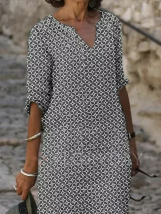 Women's Mini Dress Faux Cotton Linen Casual Dress Elegant