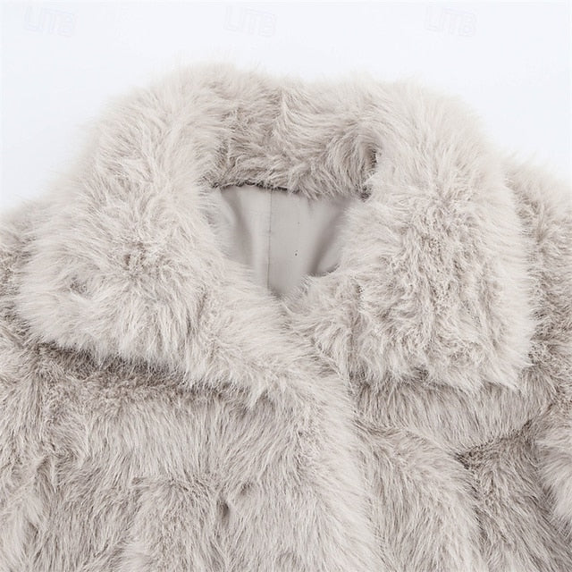 Furs Women's Faux Buttons Coat Warm Fur Comfortable