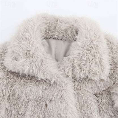 Furs Women's Faux Buttons Coat Warm Fur Comfortable