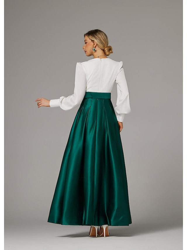 Dress Gown Formal High Wedding Evening A-Line Floor Guest Split