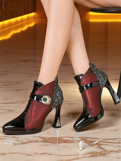 Glitter Women's High Boots Heel Ankle