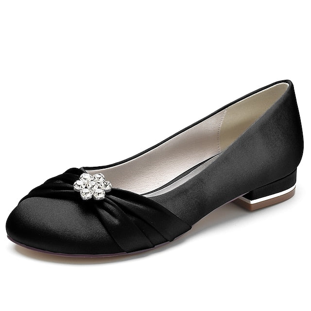 with Women's Satin Flats Rhinestone Blue Wedding Light