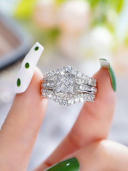 Cubic Luxury Ring Zirconia Wedding Set with