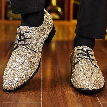 Men's Shoes Bold – Glitter Lace-up Party Purple Statement