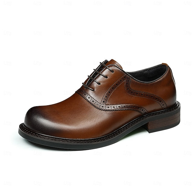 First Oxford Genuine Shoes- Men's Dress Layer Leather