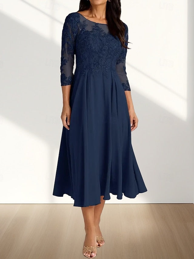 the A-Line Neck Mother Bride Elegant Dress Guest Wedding of Crew