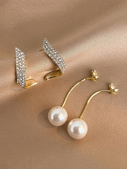 Earrings with – Pearl Gold-Plated Detailing Elegant Crystal
