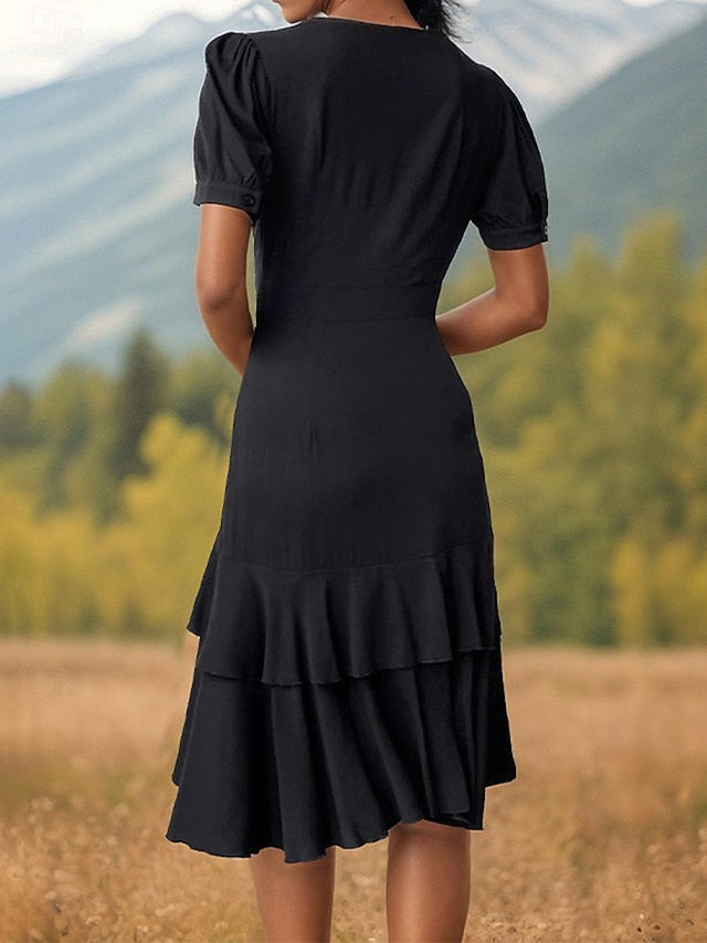 Black Cocktail Mini Dress for Women - Formal Party Dress