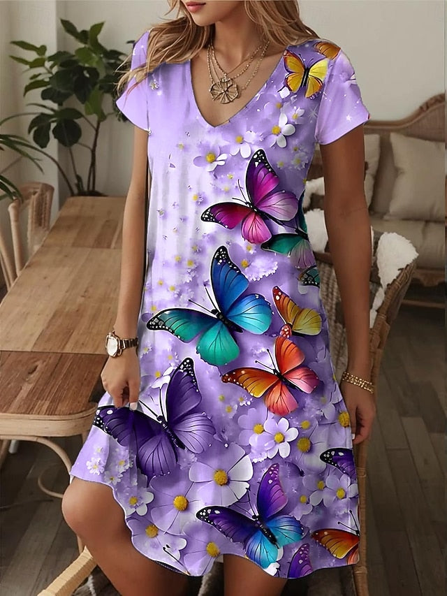 Women's Mini Dress A Line DressT Shirt Dress Tee Dress