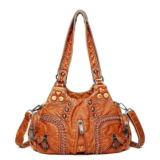 Tasche Stylish - Vintage Schulter Damen Braun Leder