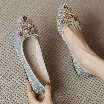Embellished Floral - Wedding Crystal Women's Foldable Flats