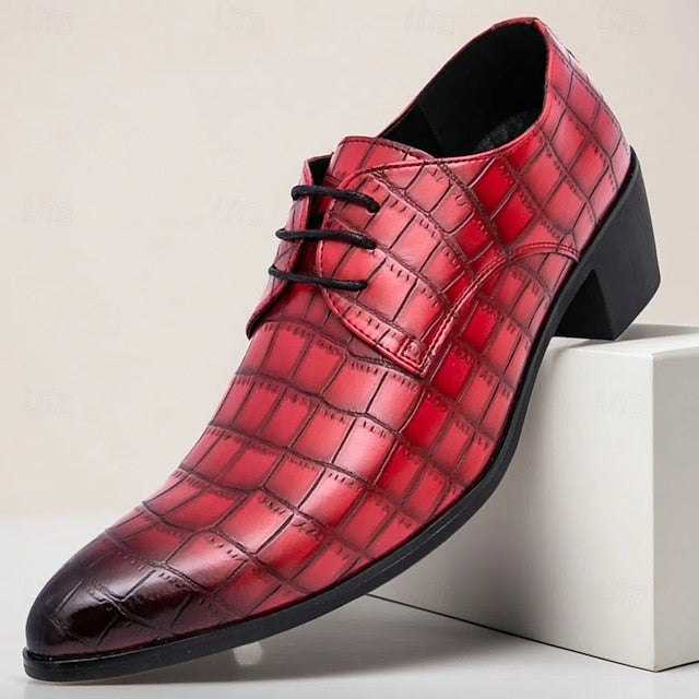 Dress – Red Men's Pattern Shoes Faux Crocodile Leather