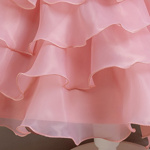 Kids Floral Dress Party Girls' Asymmetrical