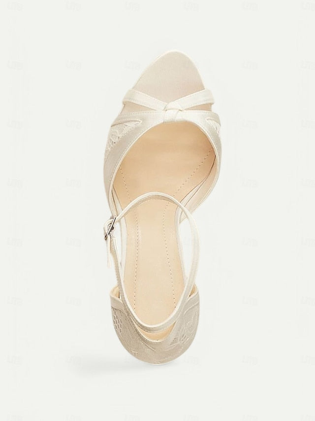Heel Pink High Sandals Women's Elegant with Peep Toe Satin