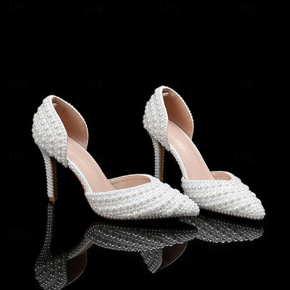 Clutch and Set – Heels Stiletto Pearl White Women's Bag