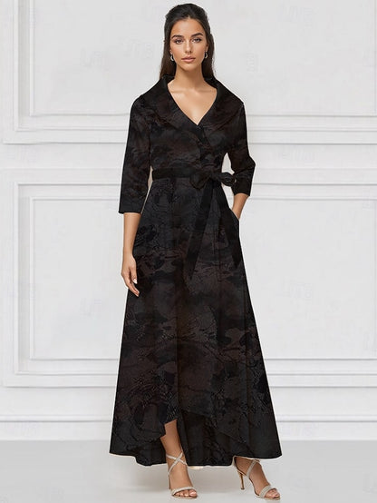 Gown Dress Jacquard Brocade Formal Evening Elegant A-Line