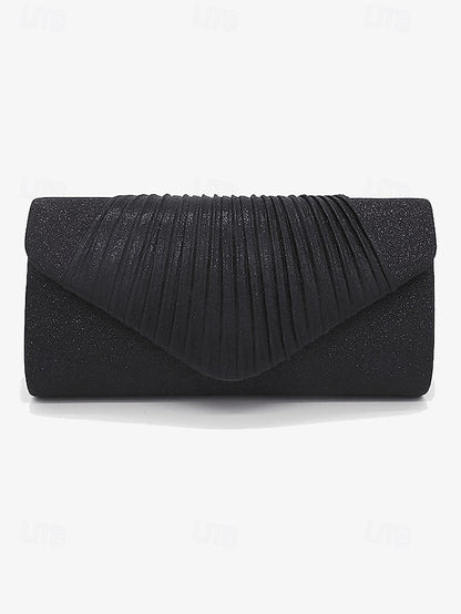 Evening Design Pleated Bag Clutch Glitter with – Champagne