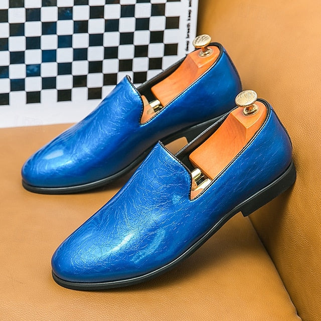 Men's Metallic Fashionable Gold Shiny Loafers Slip-On –