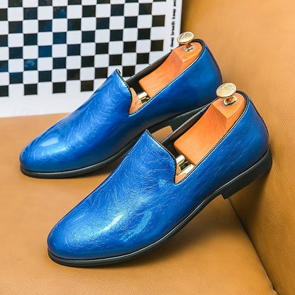 Men's Metallic Fashionable Gold Shiny Loafers Slip-On –