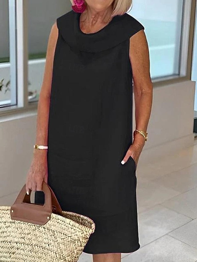 Women's Blue Black Yellow Summer Spring Knee Length Dress