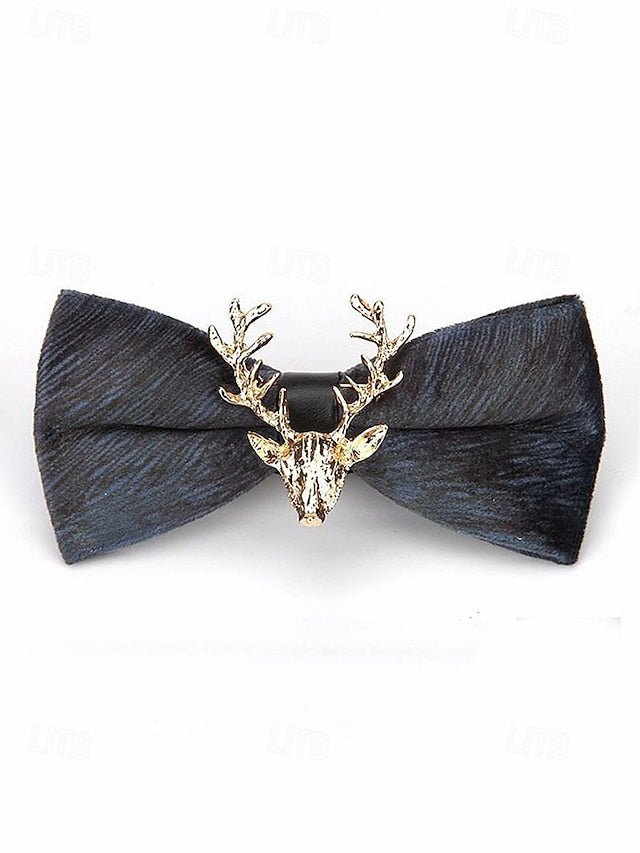 Gold Tie Pin Head Velvet with Men's Bow Deer