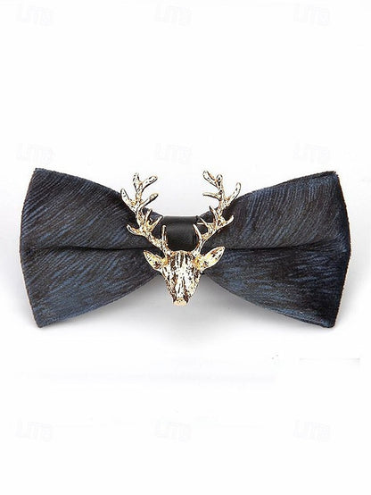 Gold Tie Pin Head Velvet with Men's Bow Deer