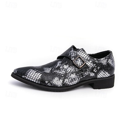 Men Monk – Formal Shoes Snake Classic Print for Strap Brown