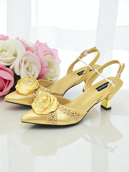 and Clutch - Gold Heels Set Matching Slingback Women's