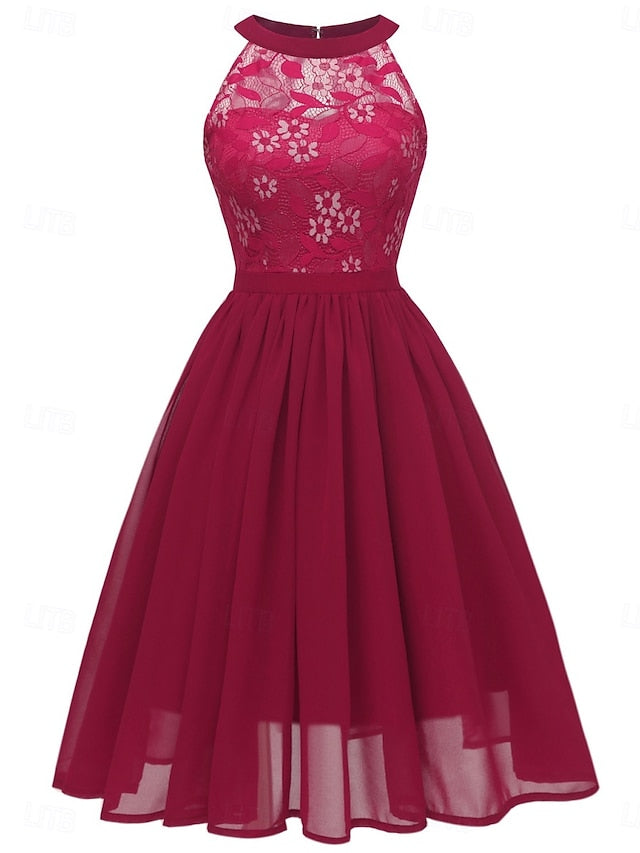 Women's Midi Dress Lace Dress Cocktail Dress Wedding Guest