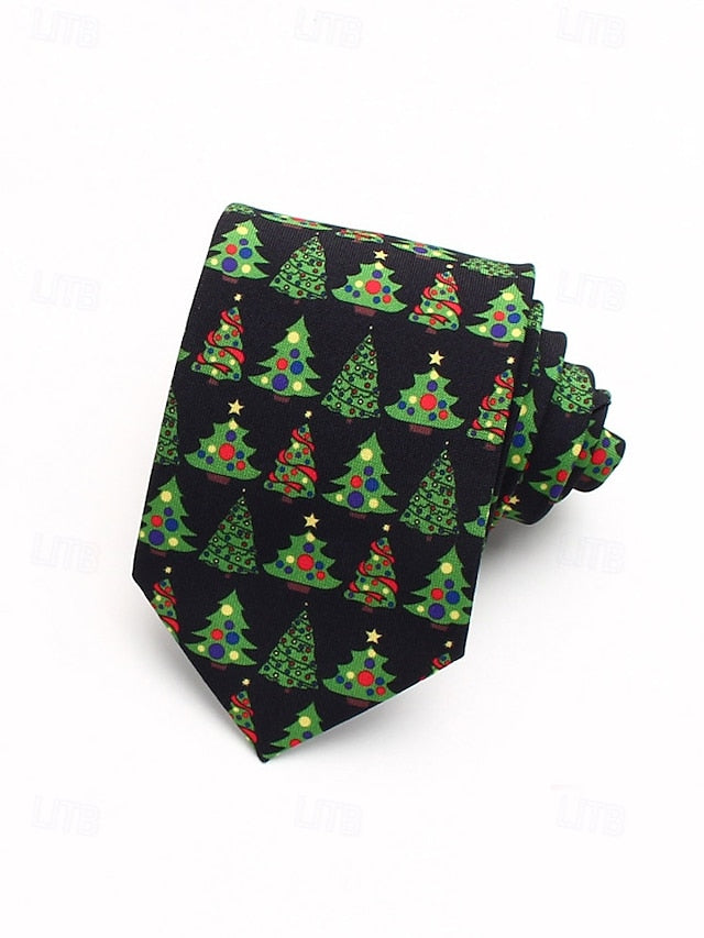 Fun Men's Polyester Tie and Tree Santa Christmas – Silk