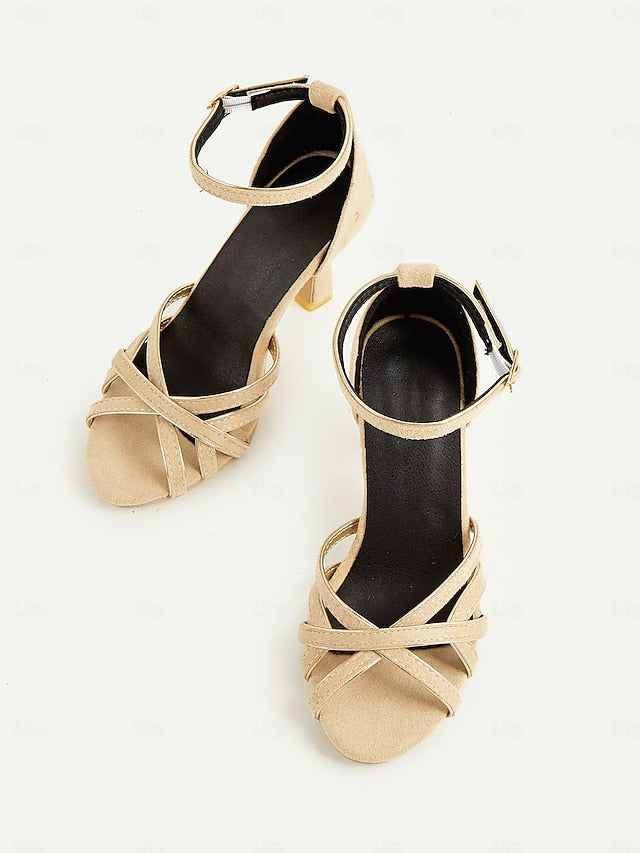 1950s Ankle Strappy Nude Women's – Heels Suede Elegant