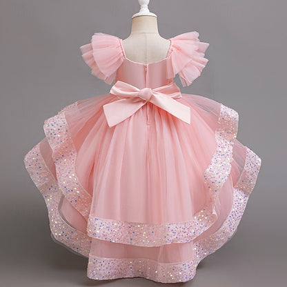 Dress Sleeveless Sequin Wedding Girls' Special Kids Party