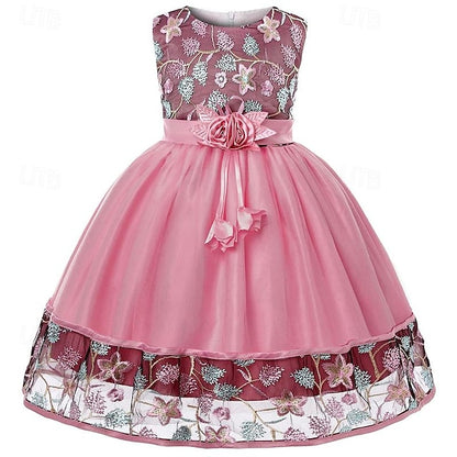 Party Girl Girls' Sleeveless Flower 3D Dress