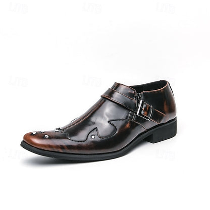 Monk Strap Black Leather Dress Shoes Formal Men's –