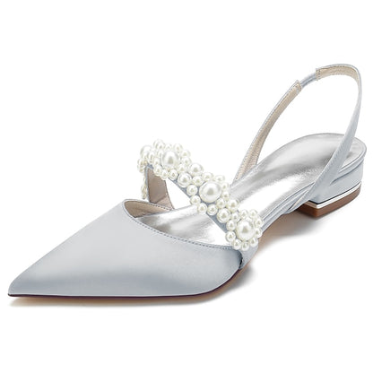 with Pearl White Elegant Satin Women's Shoes Dress
