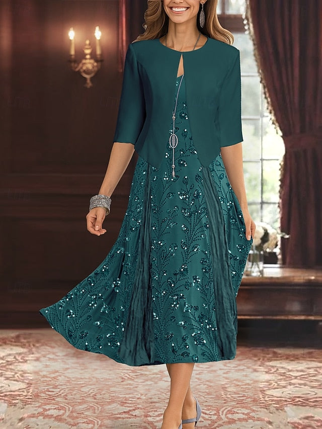 Simple Piece A-Line Dress Bride of Elegant Mother Two the