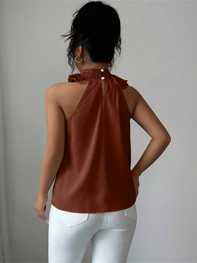 Women's Summer Tops Blouse Dressy Tops Solid Color Plain