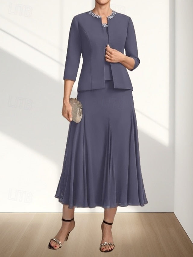 Bride Dress Mother Piece A-Line the Guest Wedding Elegant Two of