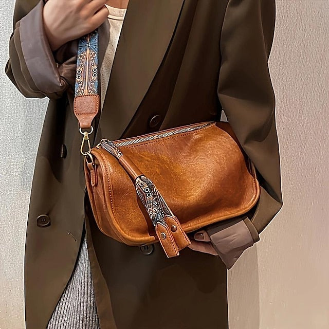 with Vintage Leather Bohemian Strap Handbag – PU Women's