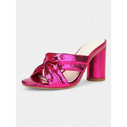 Mules – Design with Bow Pink Metallic Bridal Women's